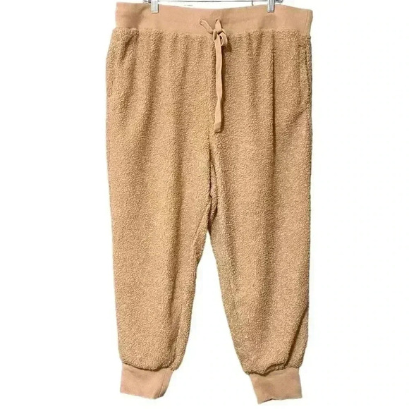 Fabletics Daria Sherpa Jogger 2X Desert Casual Loungewear Pull-On Pockets NWT - Picture 2 of 9